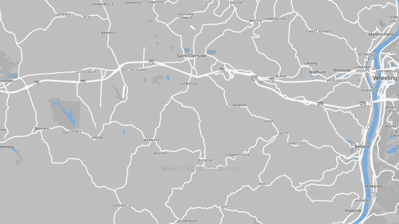 Transit Grade map of Belmont County, OH