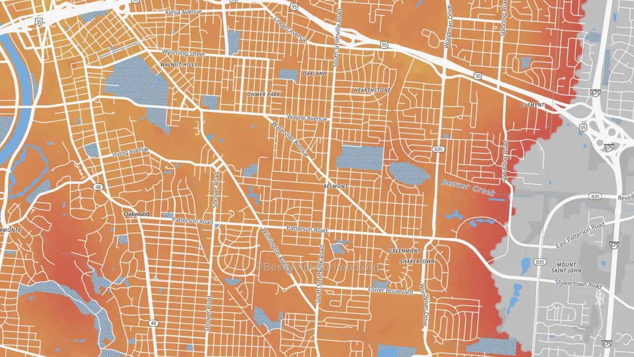 Transit Grade map of Belmont, Dayton, OH