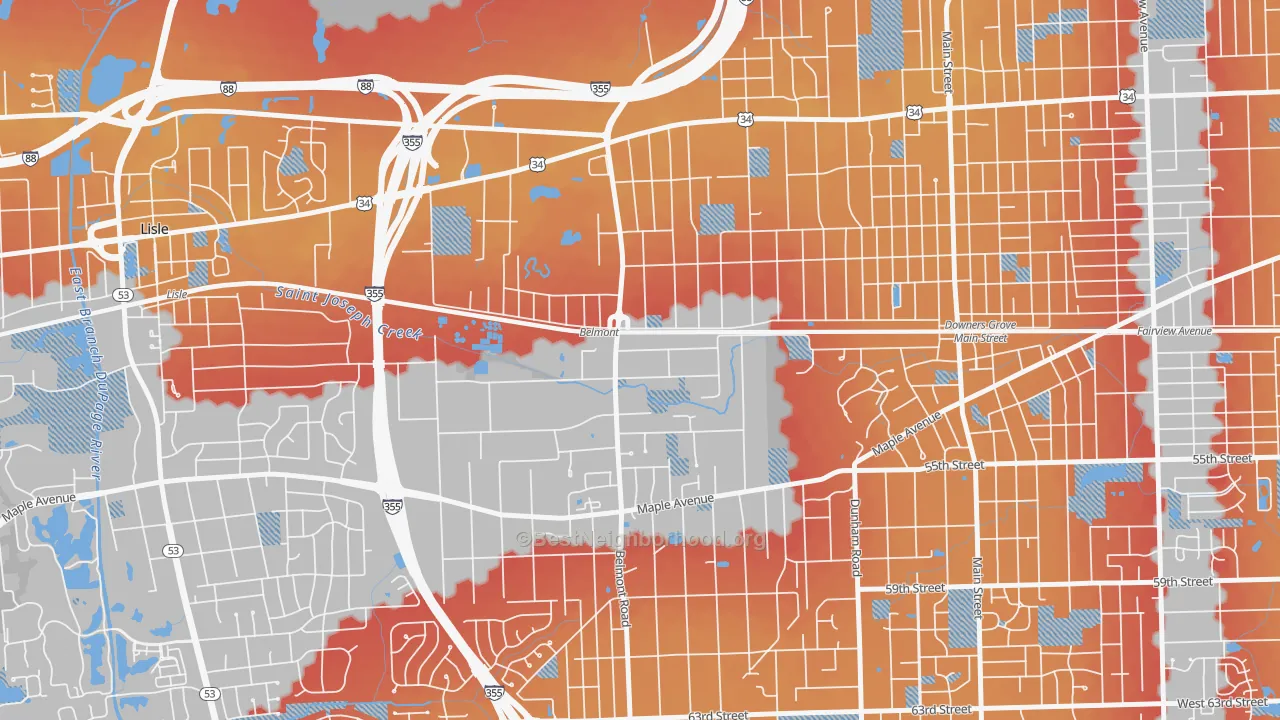 Transit Grade map of Belmont, Downers Grove, IL