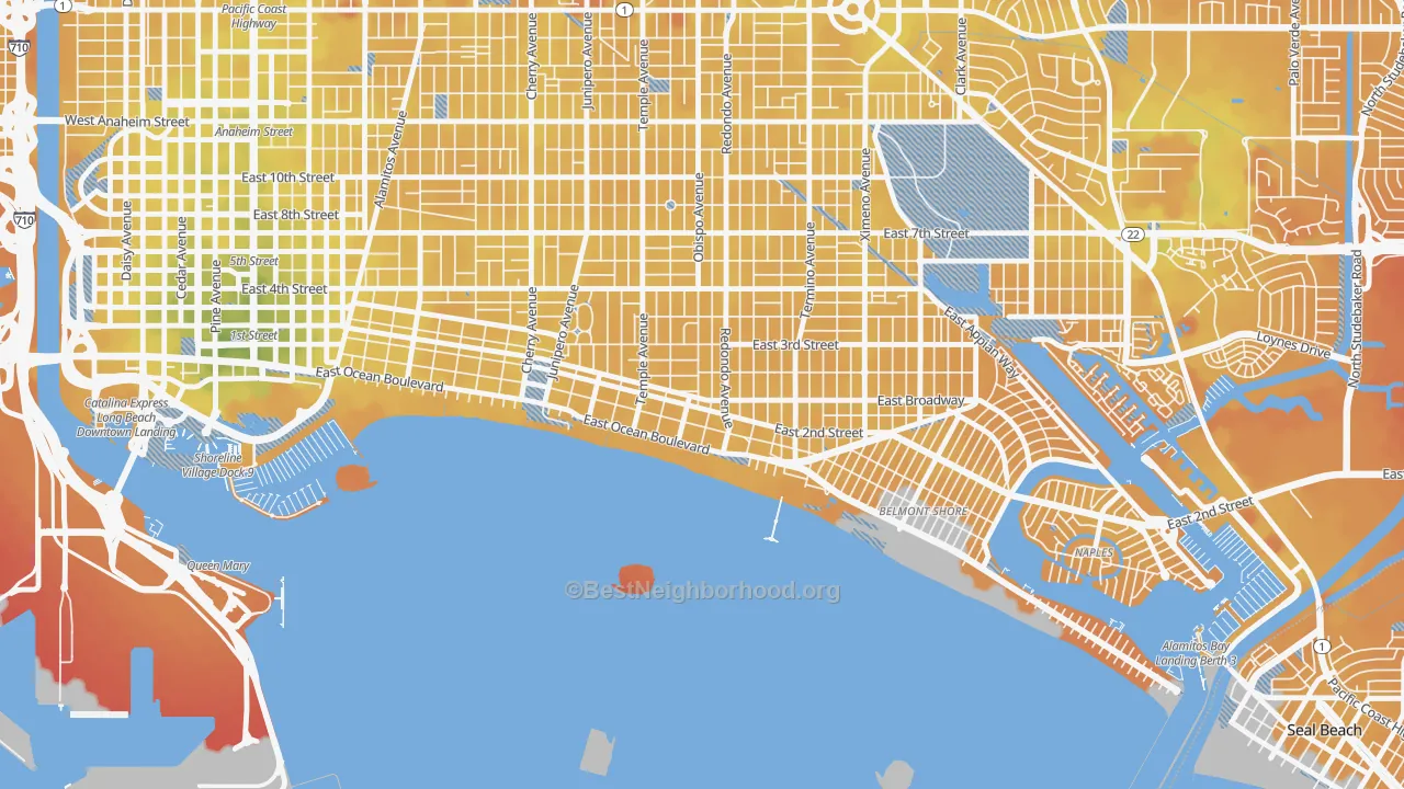 Transit Grade map of Belmont Heights, Long Beach, CA