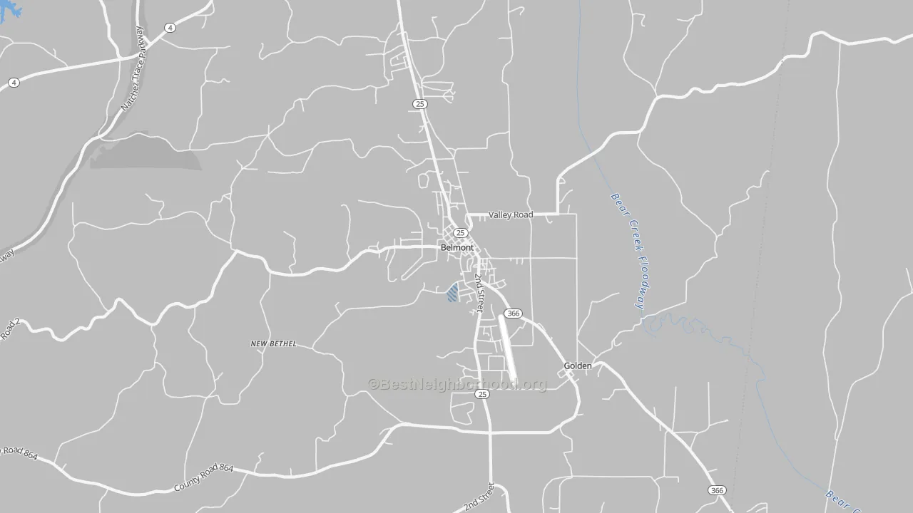 Transit Grade map of Belmont, MS