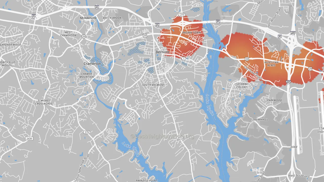 Transit Grade map of Belmont, NC
