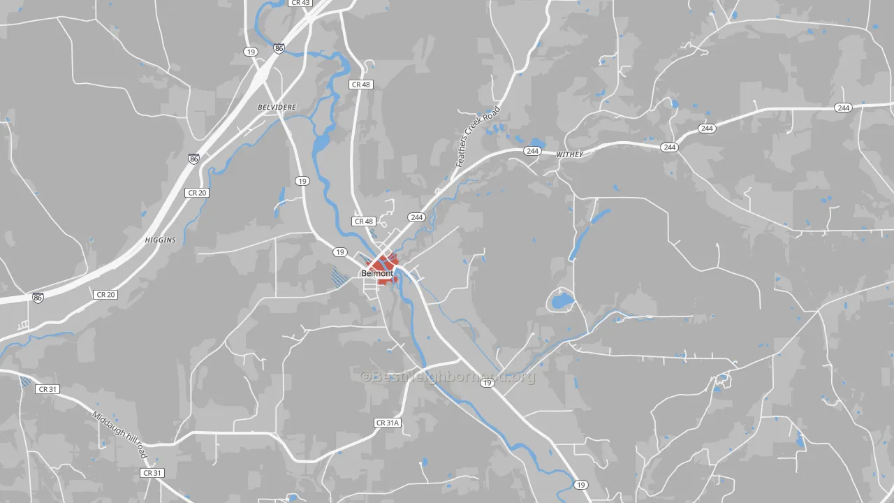Transit Grade map of Belmont, NY