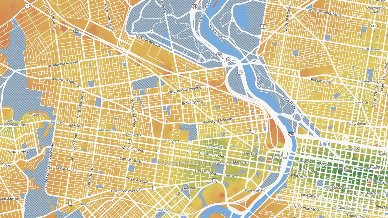 Transit Grade map of Belmont, Philadelphia, PA