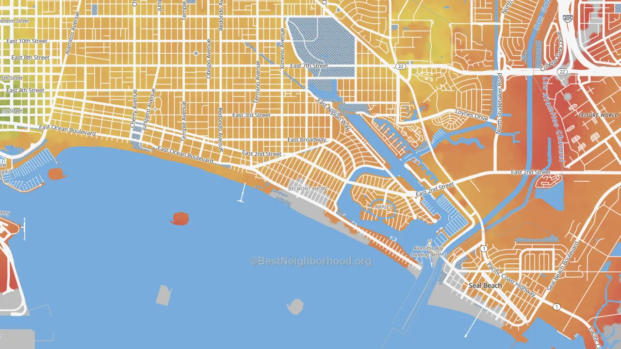 Transit Grade map of Belmont Shore, Long Beach, CA