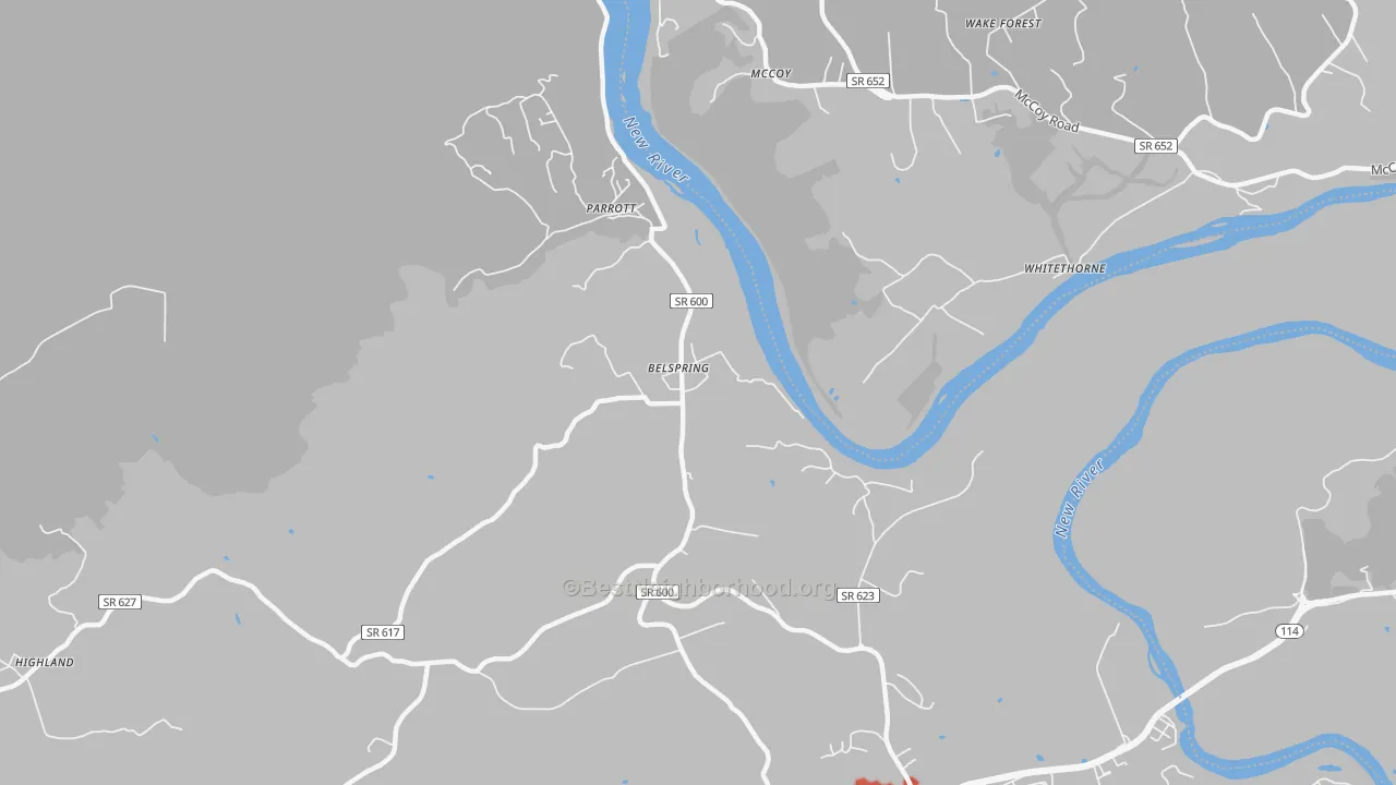 Transit Grade map of Belspring, VA