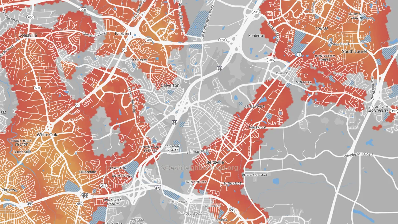 Transit Grade map of Beltsville, MD