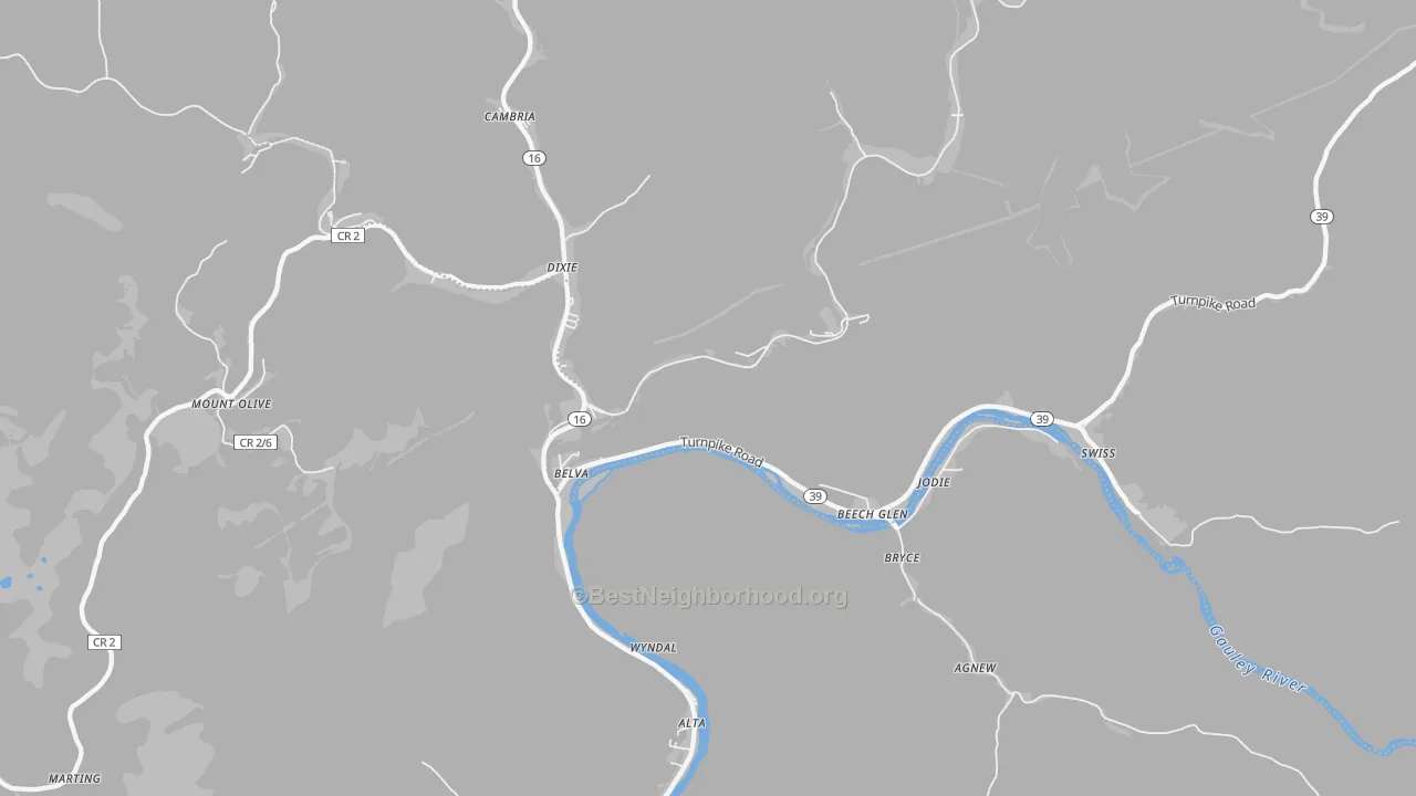 Transit Grade map of Belva, WV