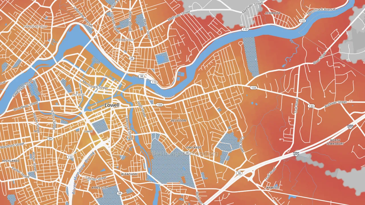 Transit Grade map of Belvidere, Lowell, MA