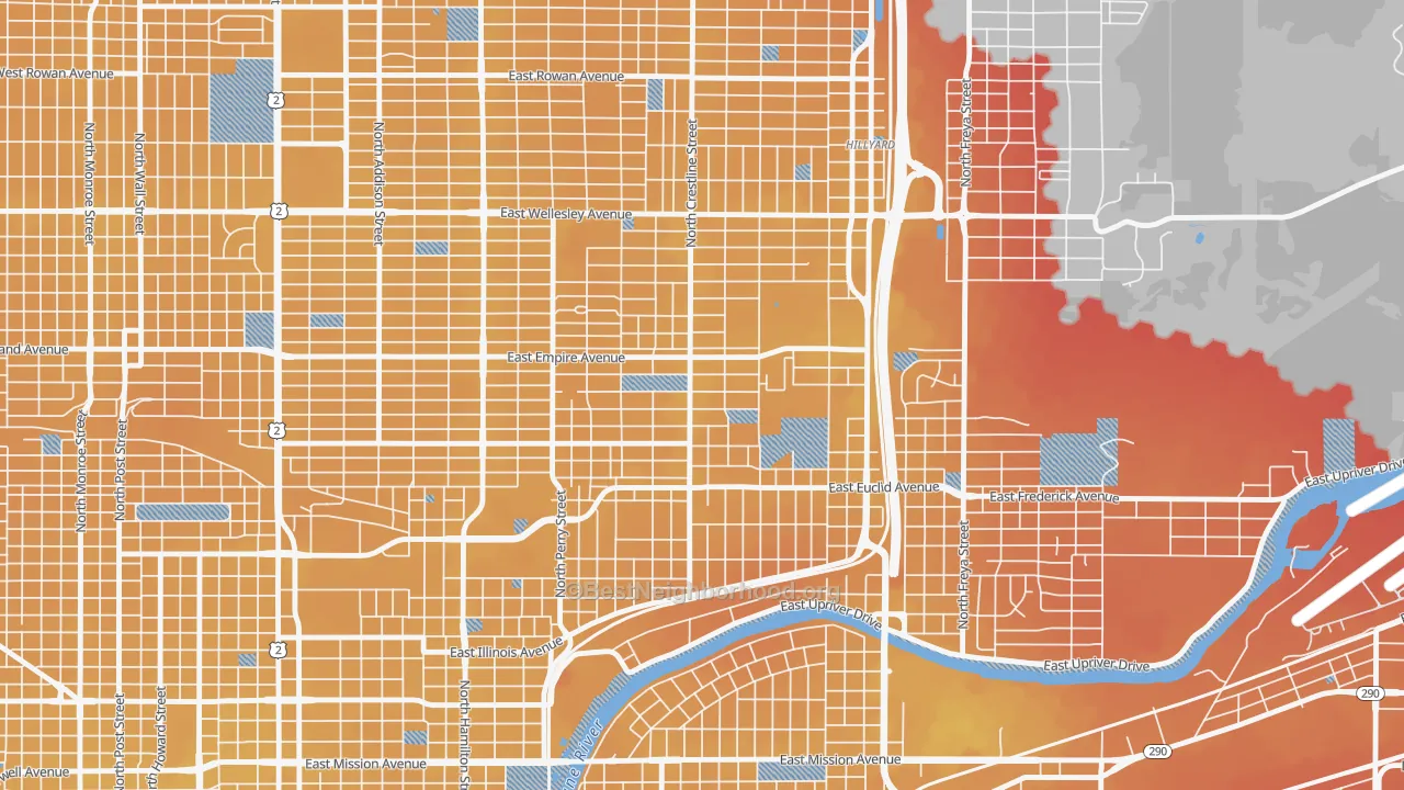 Transit Grade map of Bemiss, Spokane, WA