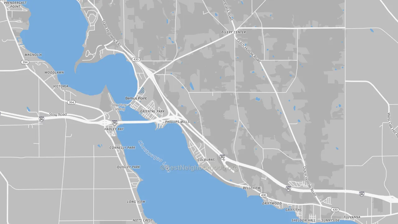 Transit Grade map of Bemus Point, NY