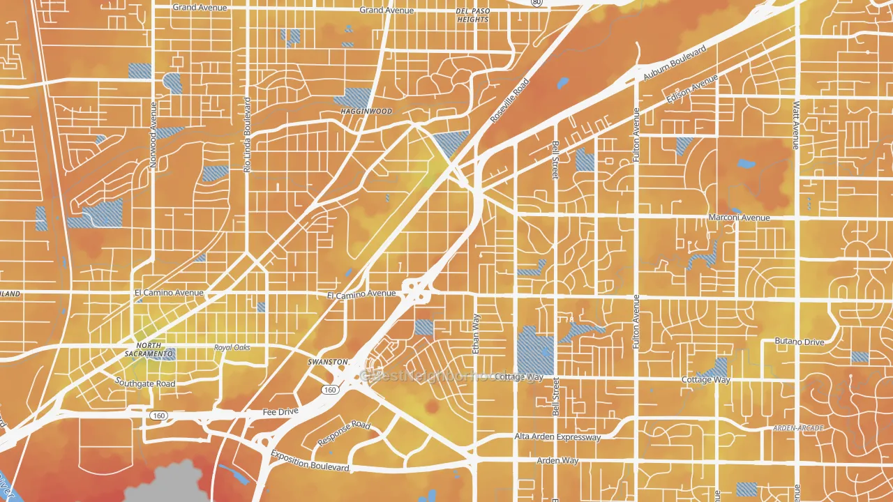 Transit Grade map of Ben Ali, Sacramento, CA