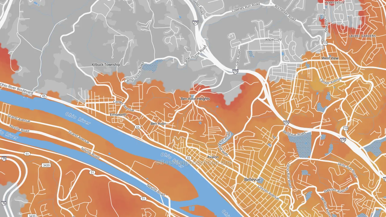 Transit Grade map of Ben Avon Heights, PA