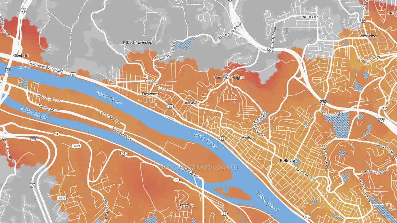Transit Grade map of Ben Avon, PA