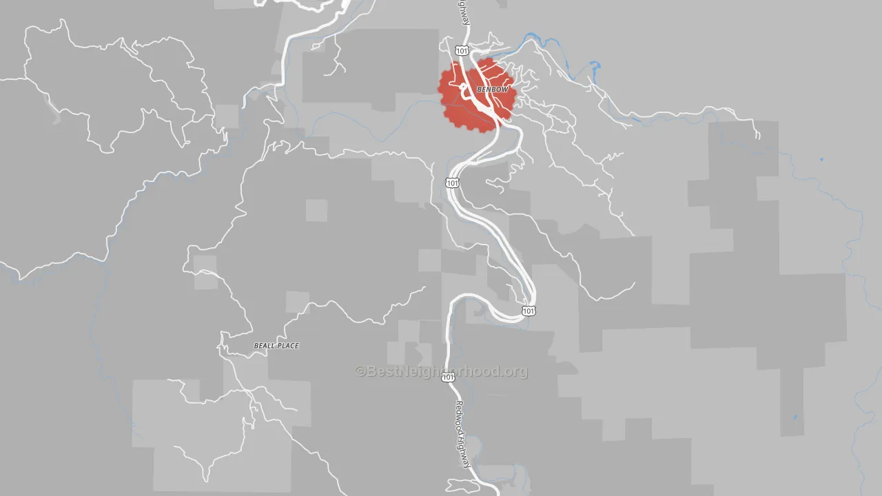 Transit Grade map of Benbow, CA