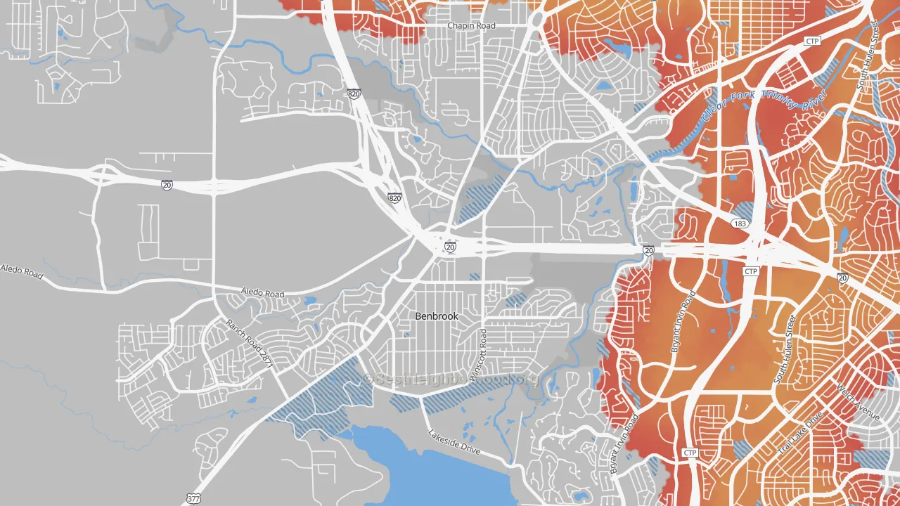 Transit Grade map of Benbrook, TX