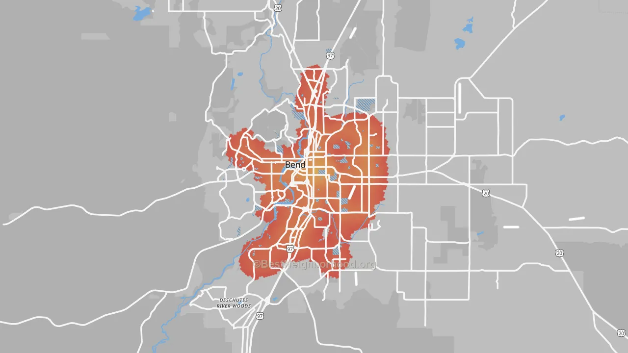 Transit Grade map of Bend, OR