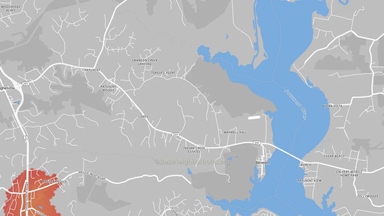 Transit Grade map of Benedict, MD