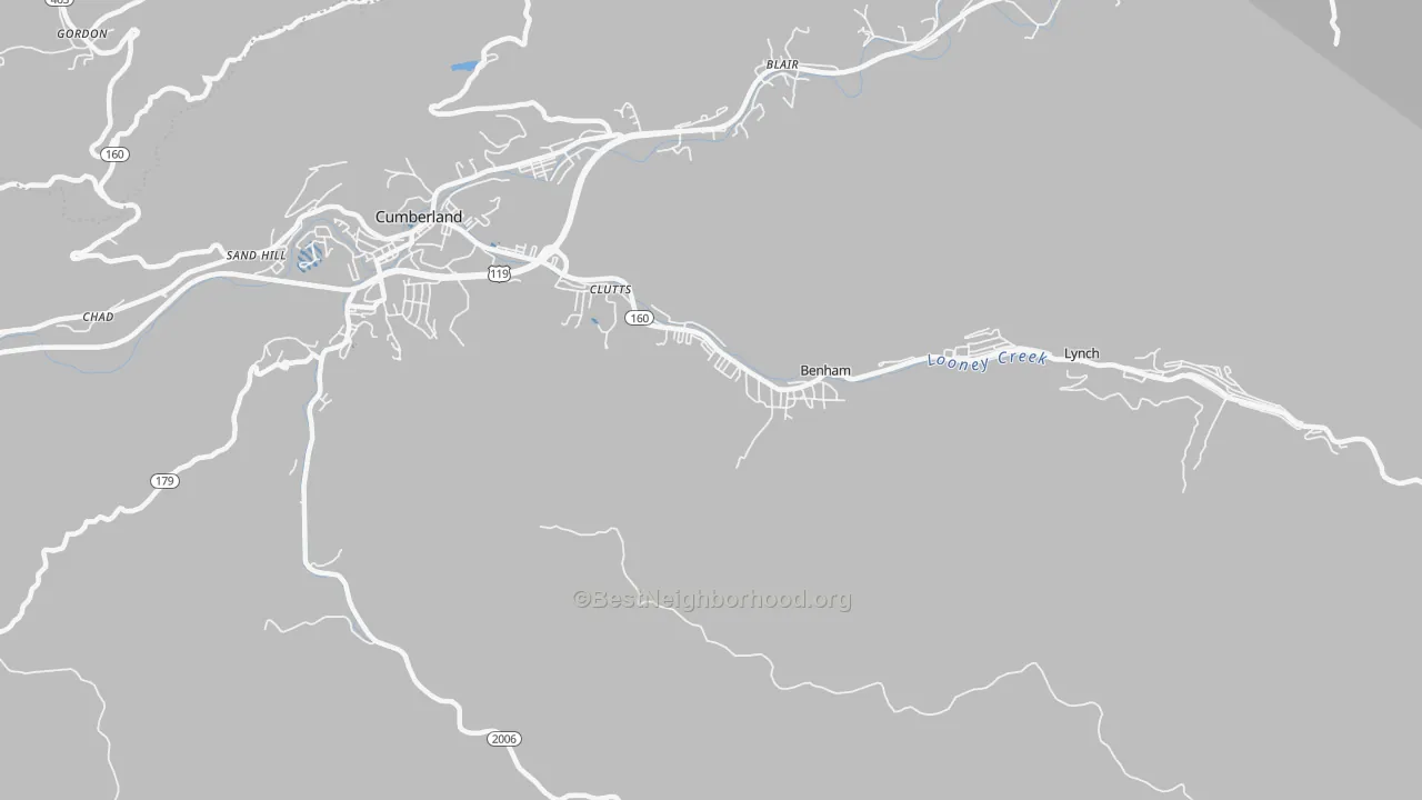 Transit Grade map of Benham, KY