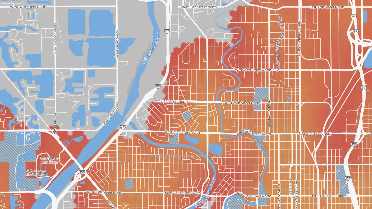 Transit Grade map of Benjamin Hills, Wichita, KS
