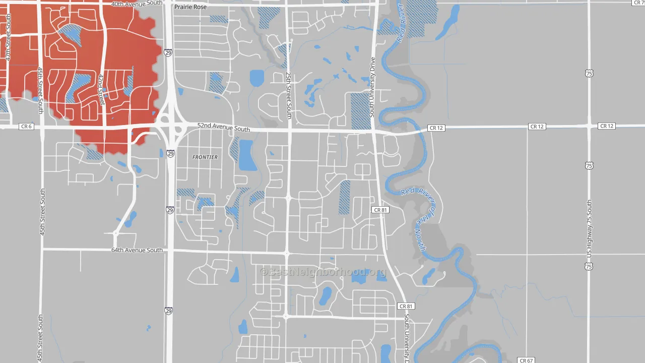 Transit Grade map of Bennett, Fargo, ND