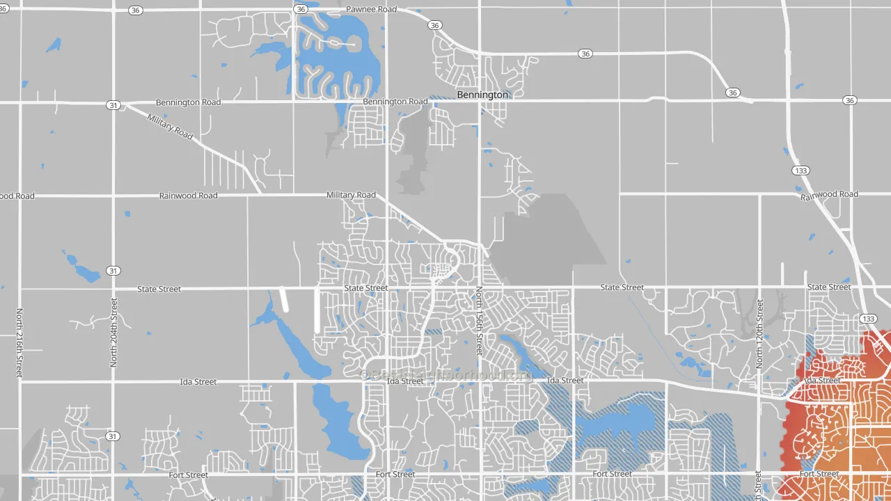 Transit Grade map of Bennington, NE
