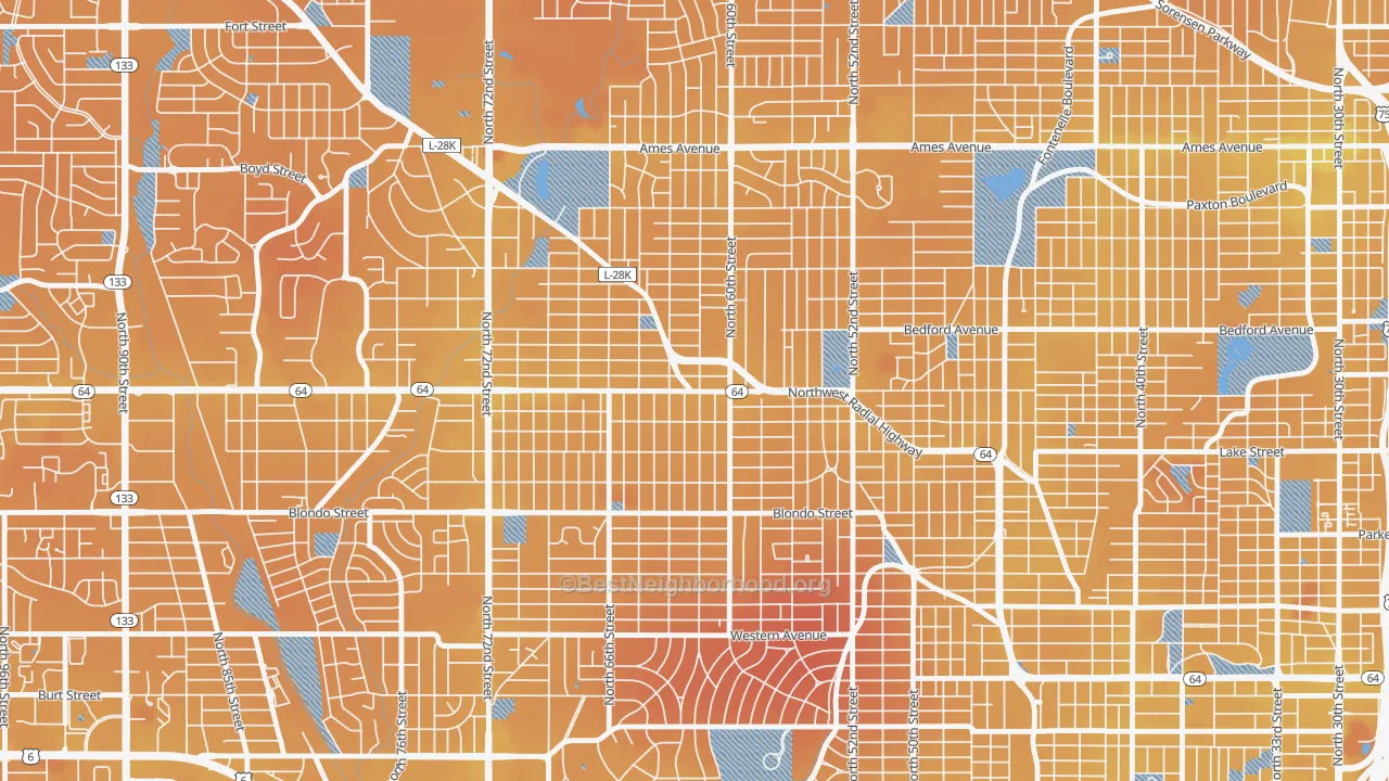 Transit Grade map of Benson, Omaha, NE