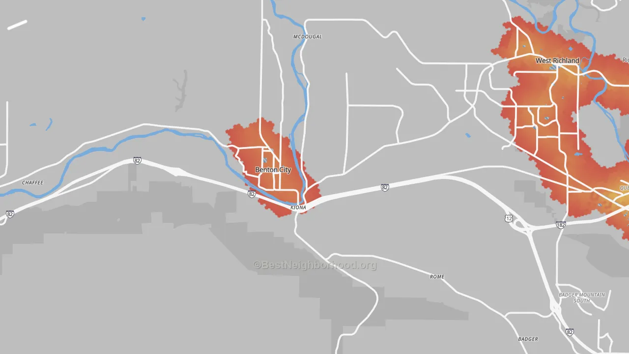 Transit Grade map of Benton City, WA