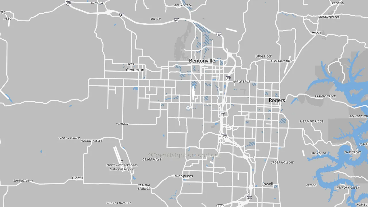 Transit Grade map of Benton County, AR