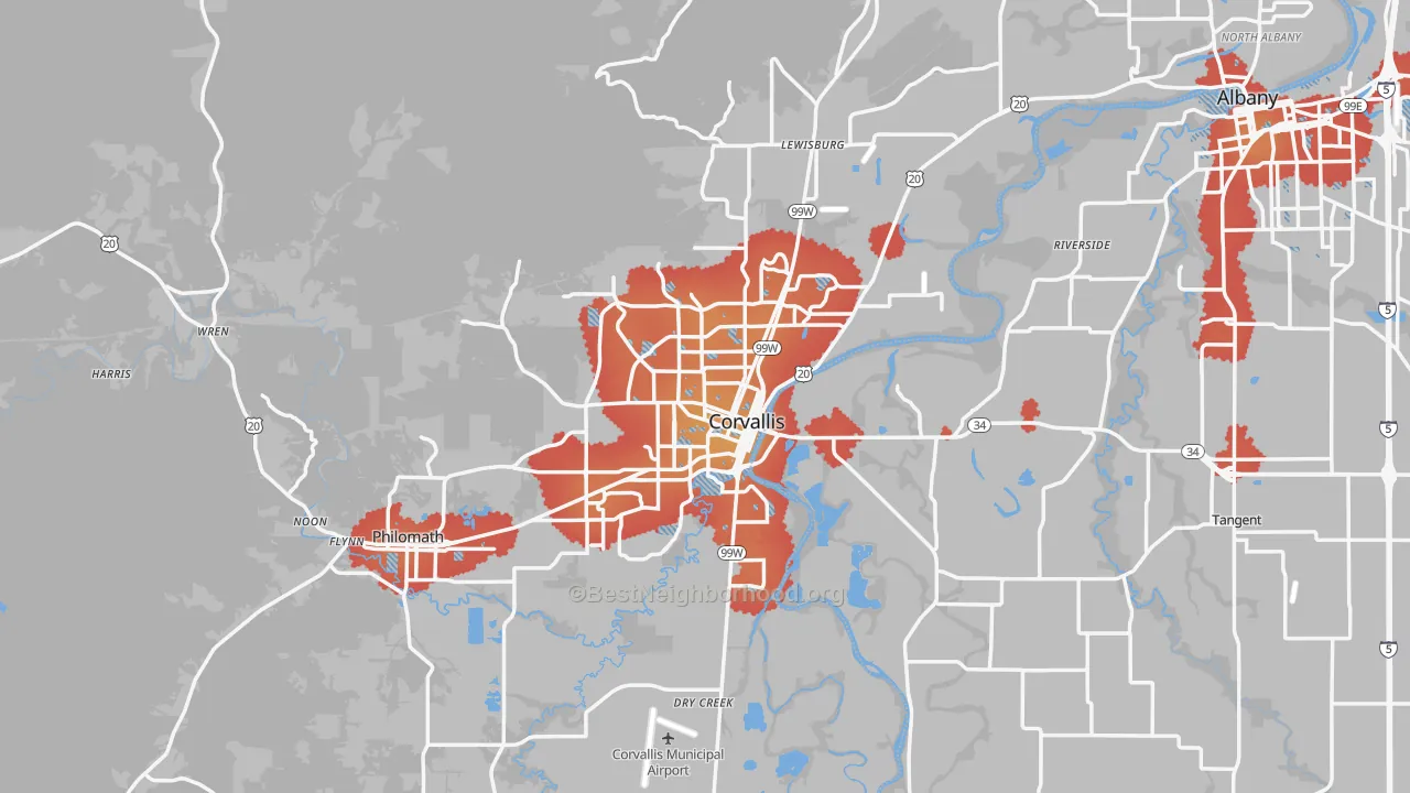 Transit Grade map of Benton County, OR