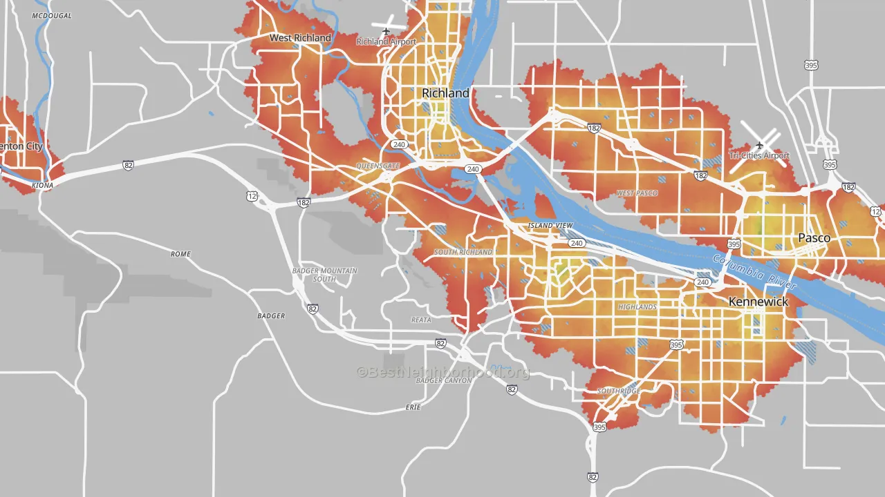 Transit Grade map of Benton County, WA