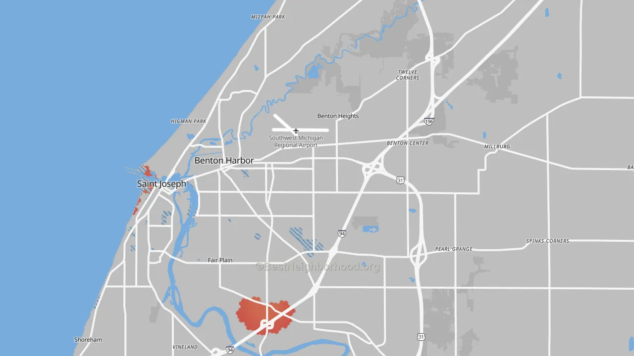 Transit Grade map of Benton Harbor, MI