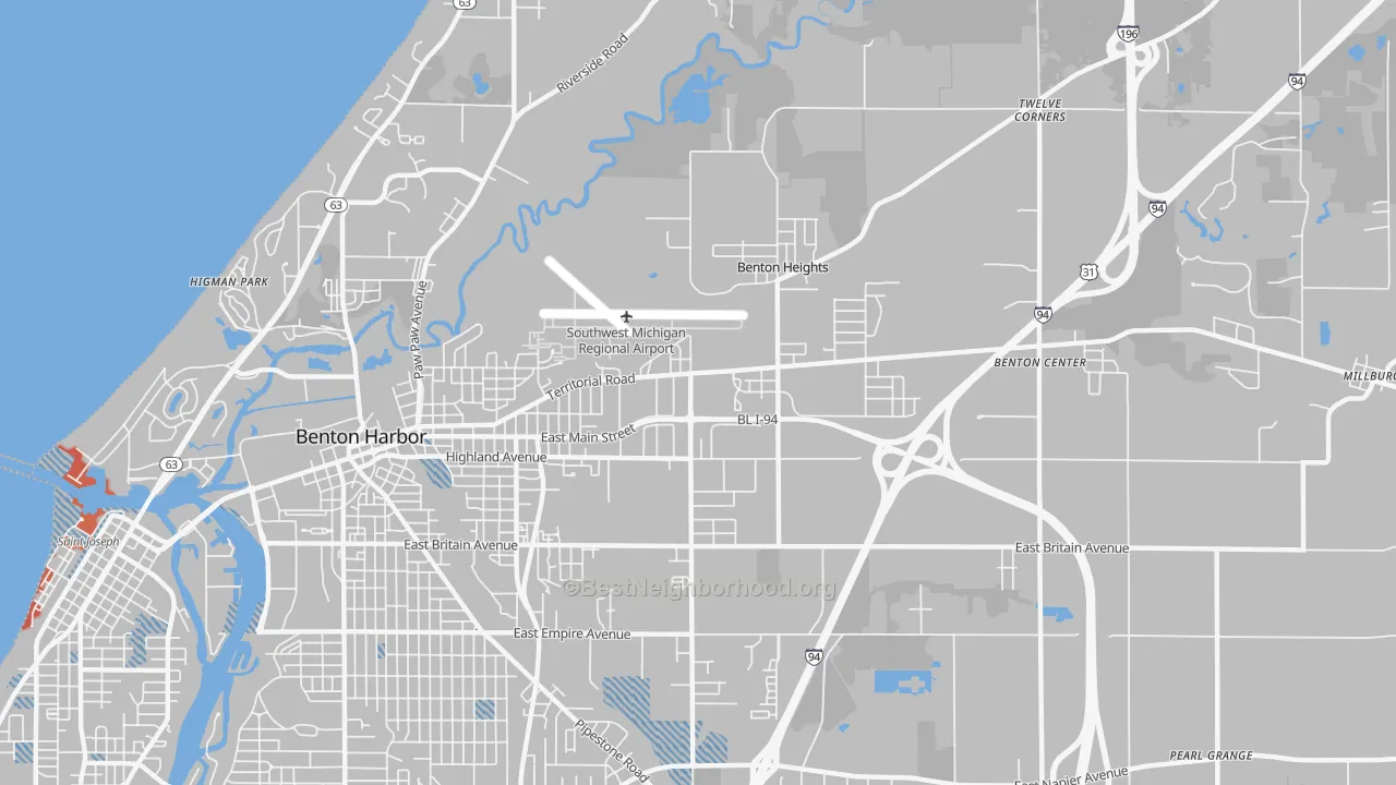 Transit Grade map of Benton Heights, MI