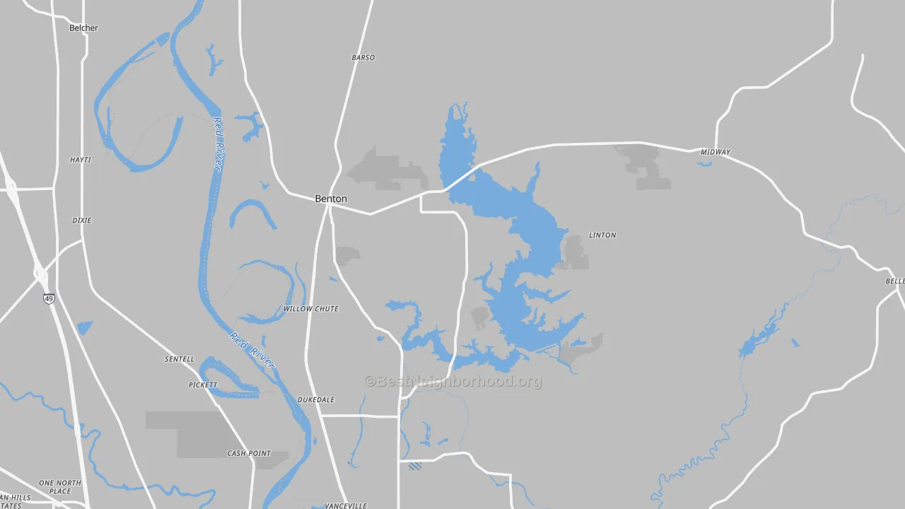 Transit Grade map of Benton, LA