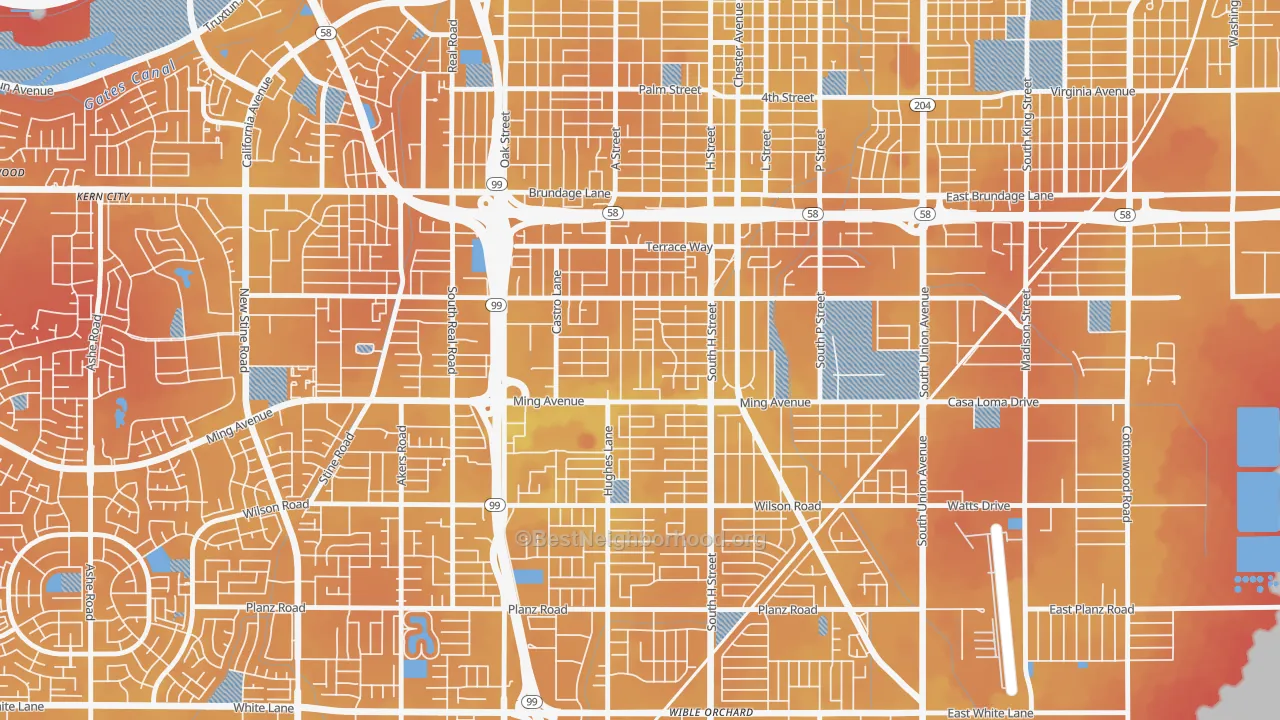 Transit Grade map of Benton Park, Bakersfield, CA