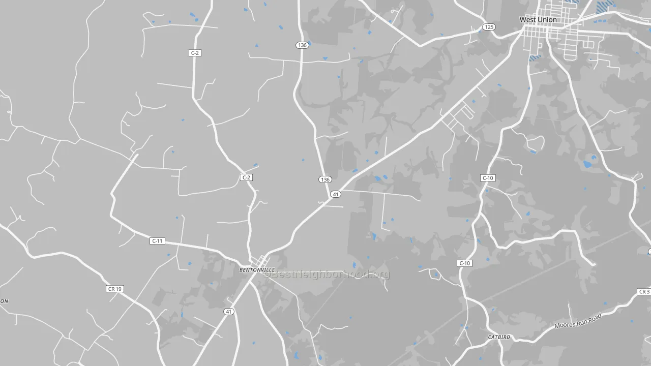 Transit Grade map of Bentonville, OH