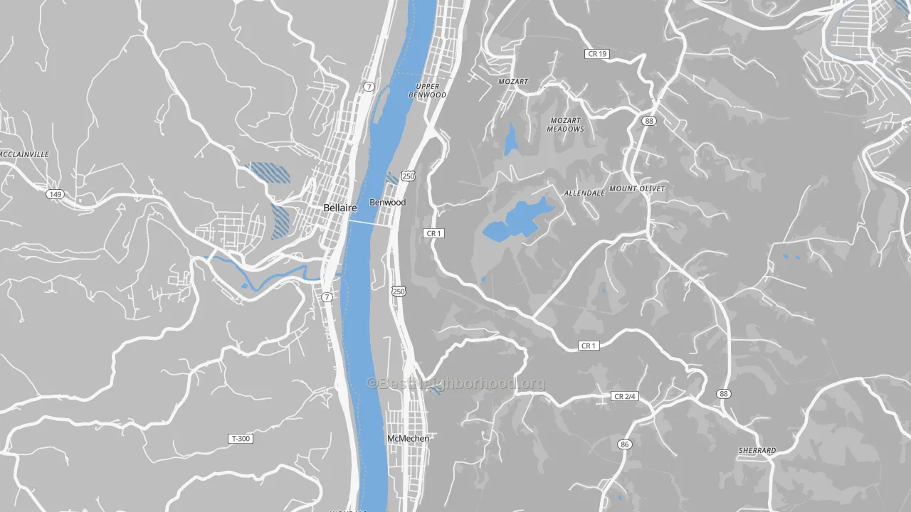 Transit Grade map of Benwood, WV