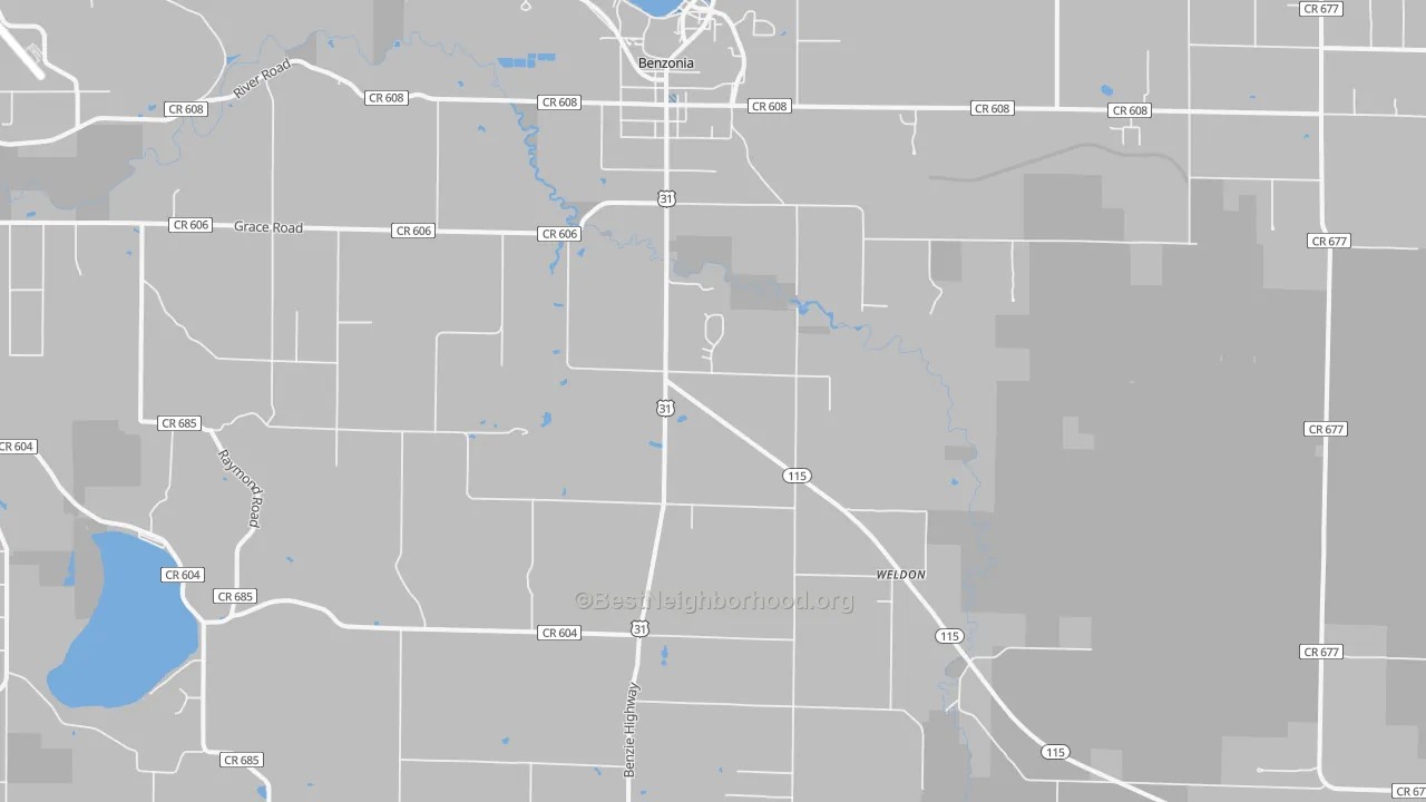 Transit Grade map of Benzonia, MI