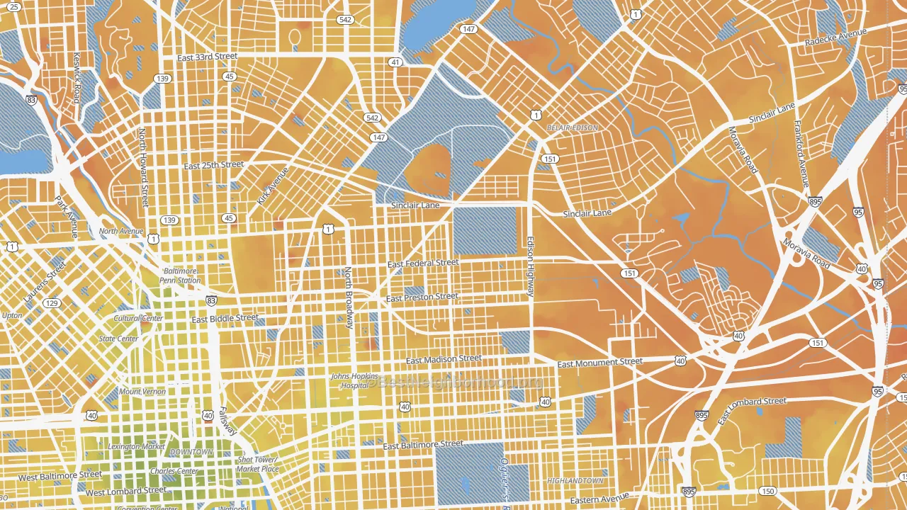 Transit Grade map of Berea, Baltimore, MD
