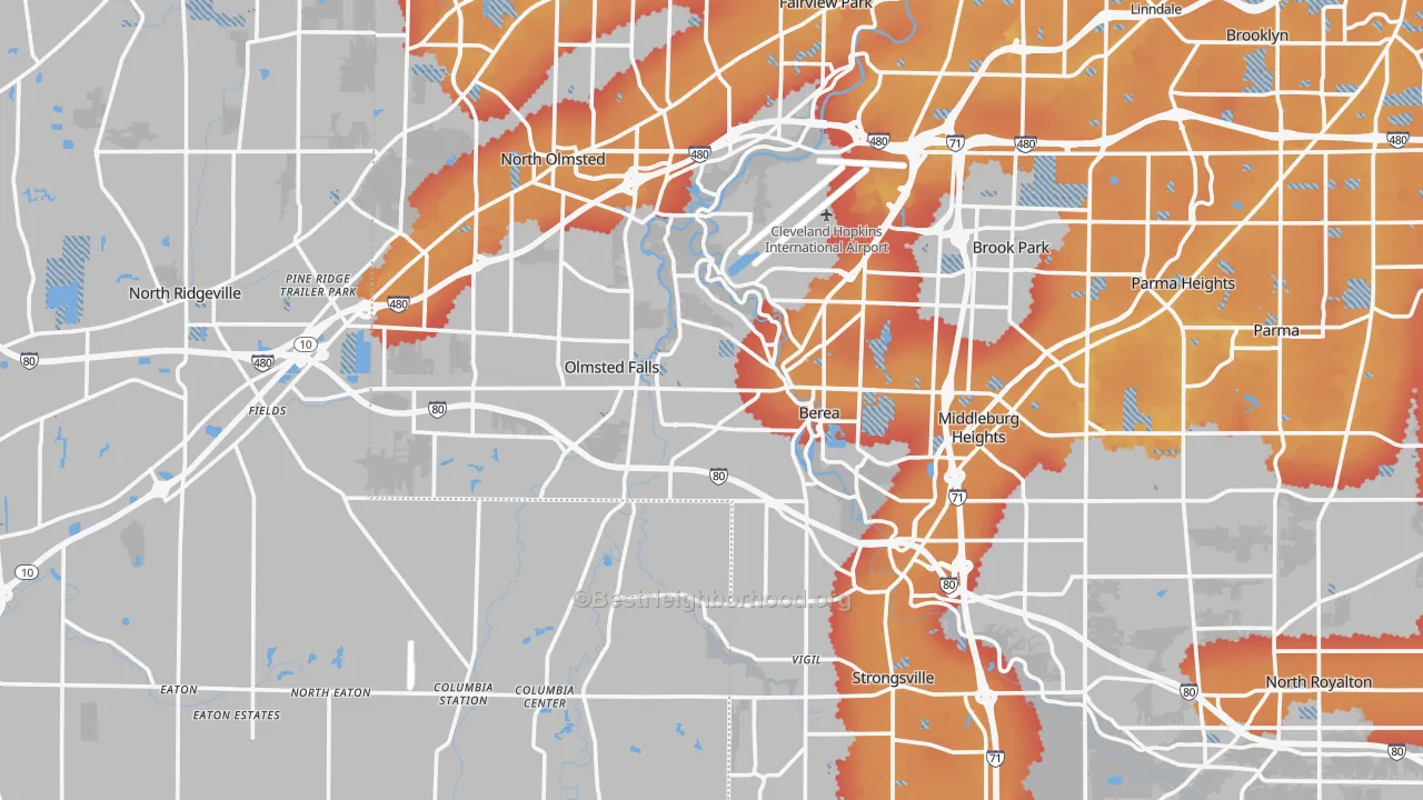 Transit Grade map of Berea, OH