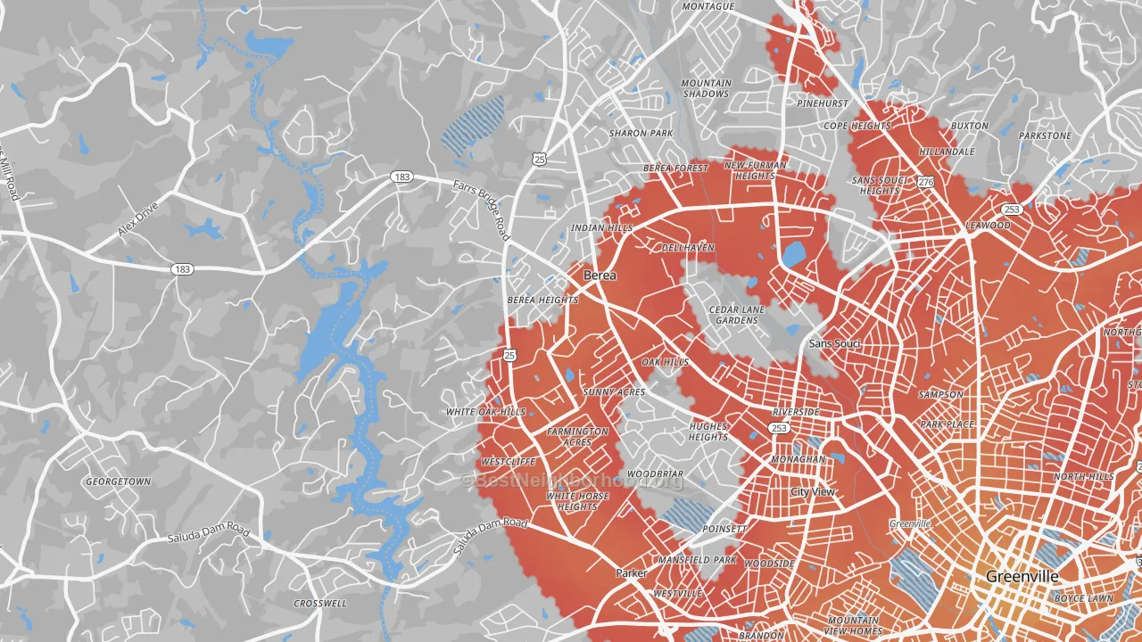 Transit Grade map of Berea, SC