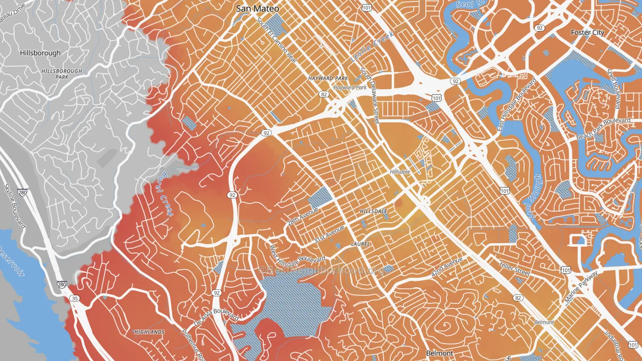 Transit Grade map of Beresford, San Mateo, CA