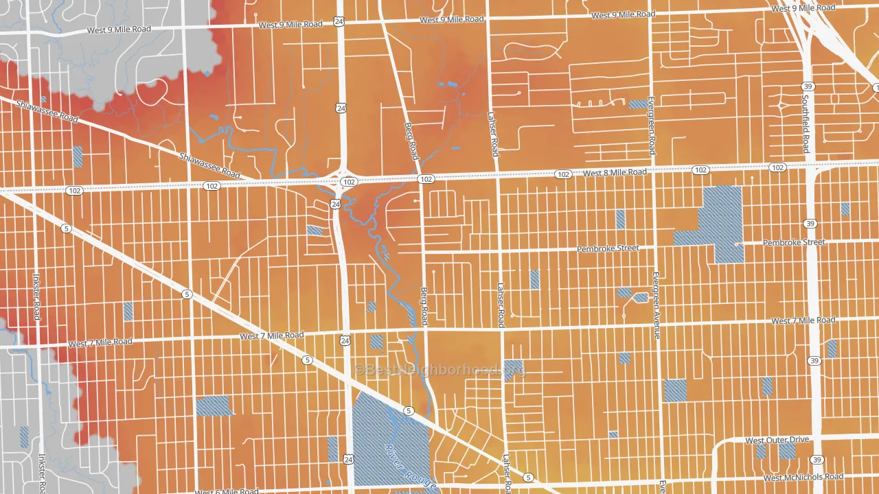 Transit Grade map of Berg-Lasher, Detroit, MI