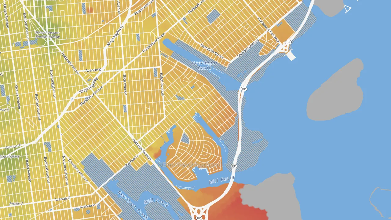 Transit Grade map of Bergen Beach, Brooklyn, NY
