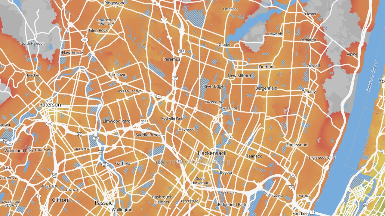 Transit Grade map of Bergen County, NJ