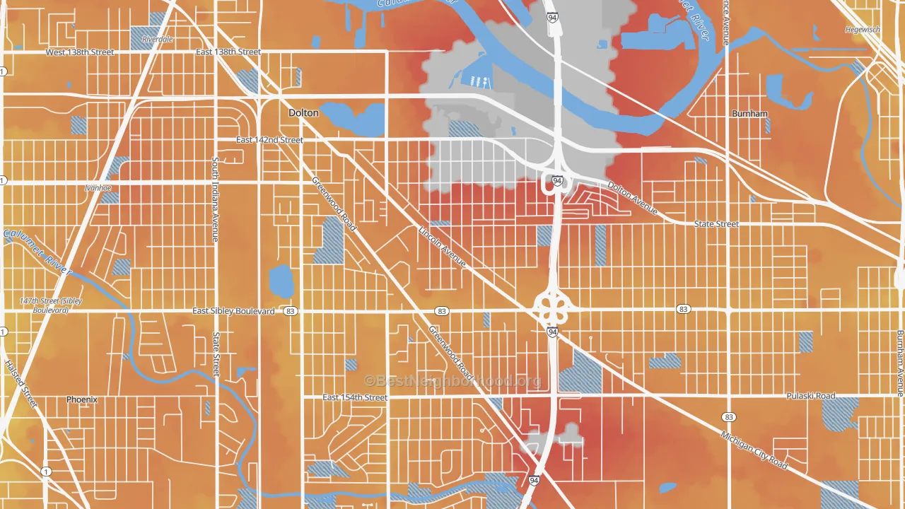 Transit Grade map of Berger, Dolton, IL