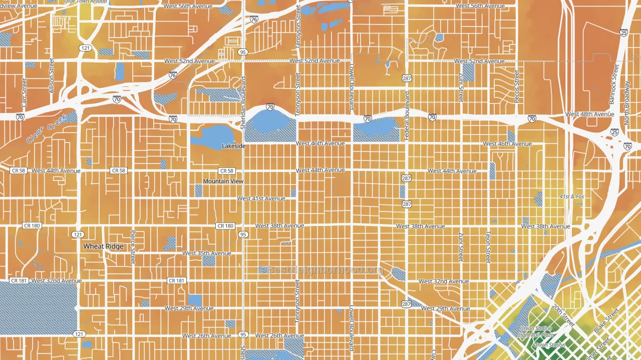Transit Grade map of Berkeley, Denver, CO