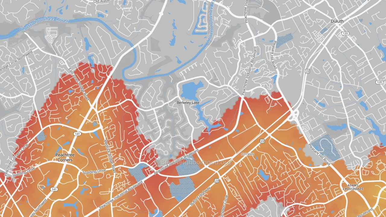 Transit Grade map of Berkeley Lake, GA