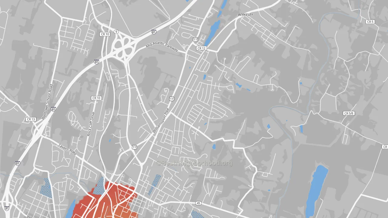 Transit Grade map of Berkeley, Martinsburg, WV