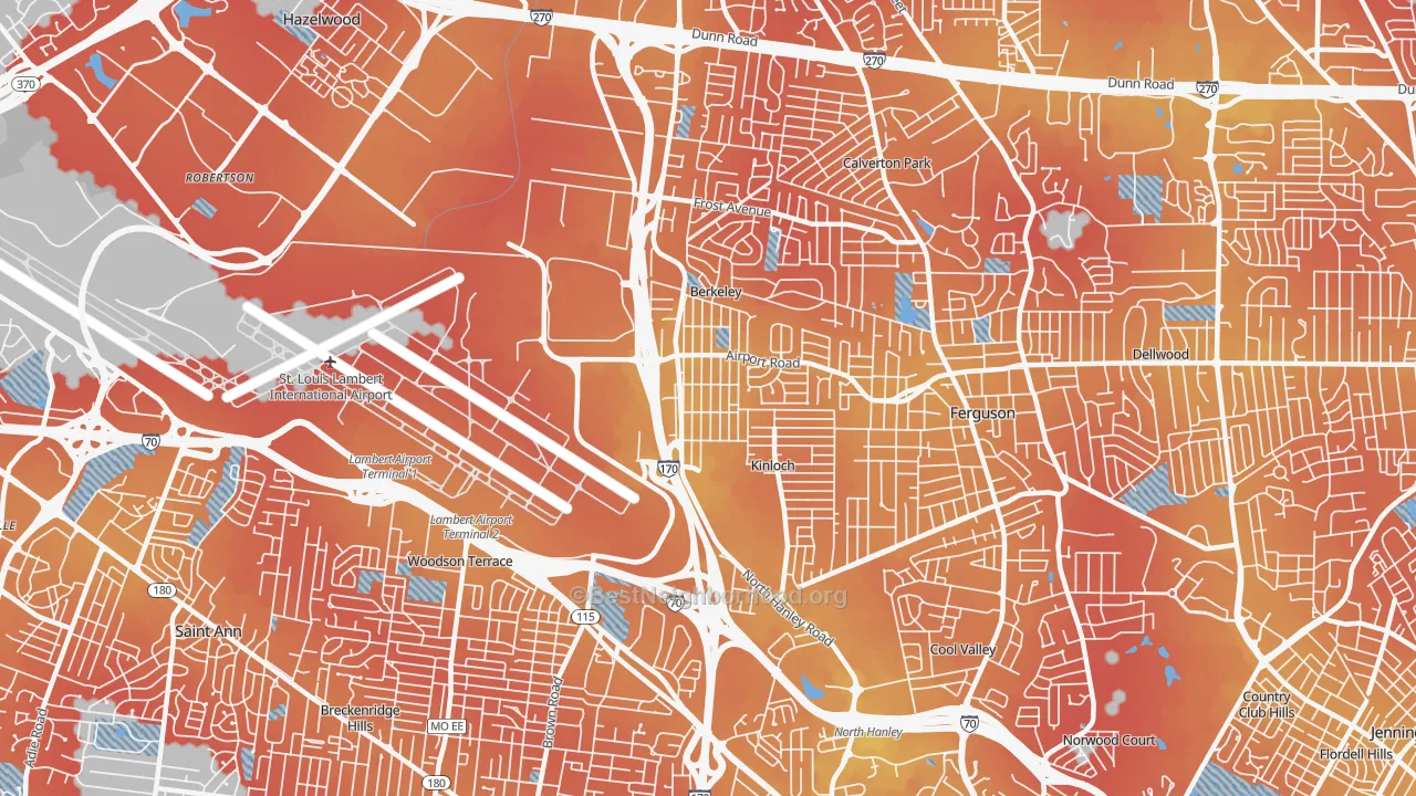 Transit Grade map of Berkeley, MO